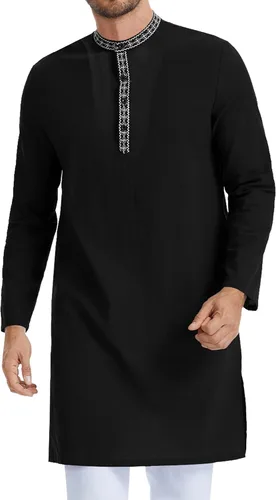 Vista 7 de LVCBL Muslim Thobe para hombres Caftán para hombres Hombres Islamic Thobe Mens Kaftan Blanco