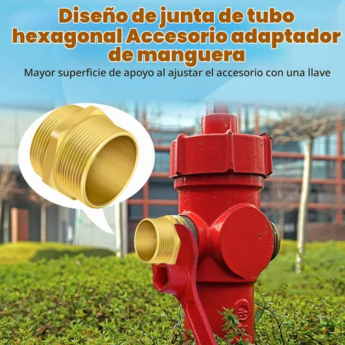 Vista 6 de Conector de rosca hexagonal para hidrante de fuego, 2" NPT x 2-1/2" NST (NH) macho Adaptador de manguera de hidrante de fuego doble macho Conector