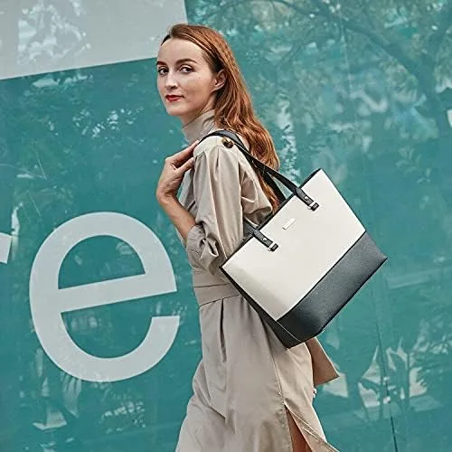 Vista 6 de Juego de 4 bolsas de cuero sintético para mujer, bolsa de hombro, asa superior, cartera