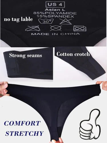 Vista 4 de DingLu Tangas sin costuras para mujer, ropa interior sin costuras