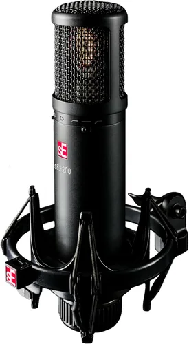 Vista 9 de SE ELECTRONICS sE2200 Micrófono de condensador cardioide de diafragma grande con soporte de choque y filtro - Micrófono condensador XLR para voces