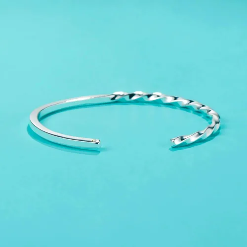 Vista 3 de UNY JEWEL La joyería hace una declaración de alambre de cable medio trenzado medio striaght brazalete hace un elegante regalo de Navidad