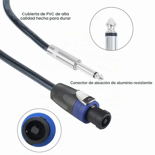 Vista 5 de 2PCS 15 pies 12AWG SpeakON a 1/4" Cable de altavoz macho Cables de audio