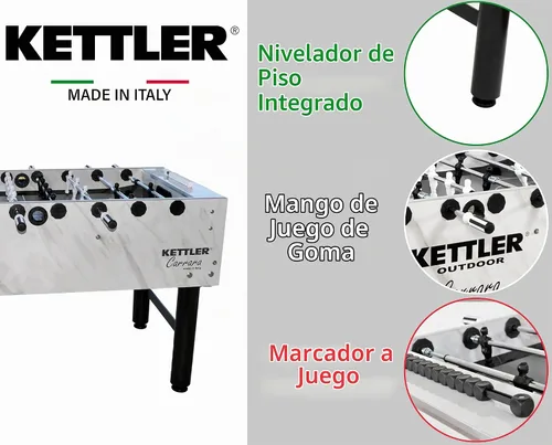 Vista 2 de KETTLER Carrara - Mesa de futbolín para exteriores con rotación de portero de 360 grados, 5 bolas de resina, 5 bolas de corcho y cubierta