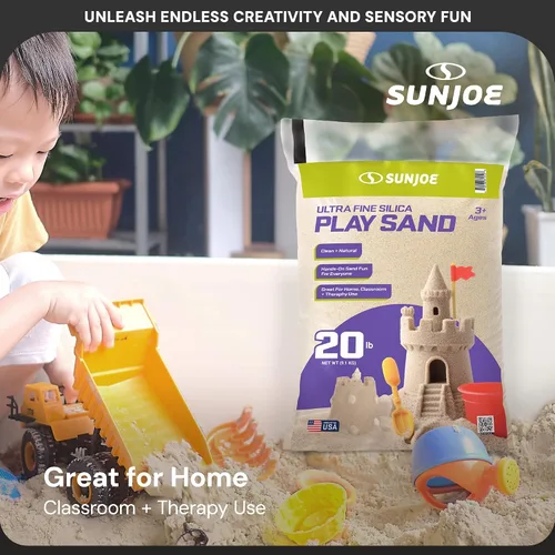 Vista 5 de Sun Joe Silica Play Sand for Sandbox, Sensory Table & Gardens, PLYSAND20