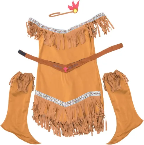 Vista 4 de Disfraz de Halloween de Hide Hunress para mujer, vestido indio nativo americano