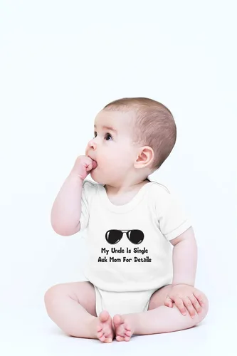 Vista 2 de CBTwear My Uncle Is Single Ask Mom For Details - Divertidas líneas de recogida - Lindo body de bebé de una pieza para bebé