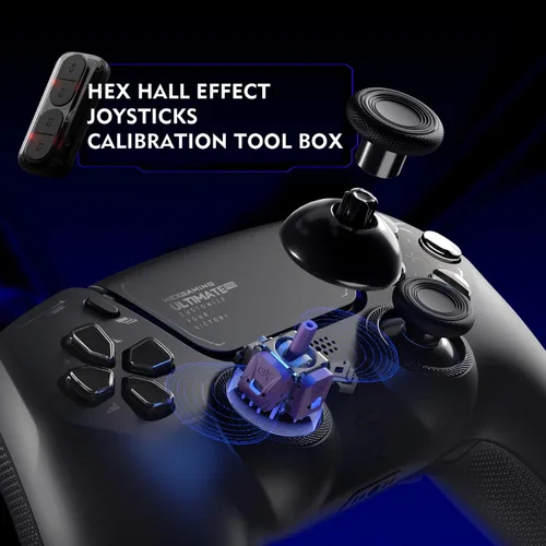 Vista 4 de HEXGAMING ULTIMATE PRO Gaming Controller Compatible with ps5/PC/Mobile - 4 Back Buttons, 6 Custom Profiles, Adjustable Triggers, 8 Swappable
