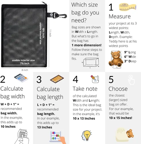 Vista 3 de Bolsa de malla con cremallera y clip - Juego de 4 (negro, 8 x 11 pulgadas)