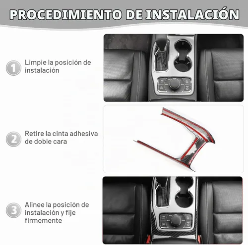 Vista 6 de Jimen Compatible con Jeep Grand Cherokee 2014-2020, Cubierta de Superposición para Cambio de Marchas (Fibra de Carbono)