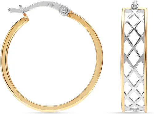 Vista 13 de LeCalla Aretes de aro de plata de ley 925 con llave griega, ligeros, con parte superior de clic, patrón de corte de pared griega para mujer Pared