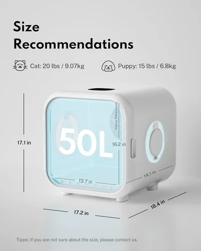 Vista 8 de HomeRunPet Secador para gatos, caja automática y silenciosa de 360° eficiente con control inteligente de temperatura, ideal para perros pequeños