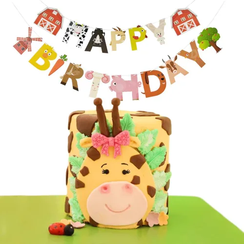 Vista 5 de Cartel de cumpleaños de animales de granja, decoración de fiesta de cumpleaños con temática de animales de granja