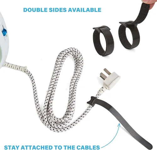 Vista 4 de 90 piezas de bridas de cable reutilizables de 4+6+8 pulgadas, bridas ajustables de gancho y lazo para la organización de cables, gestión de cables