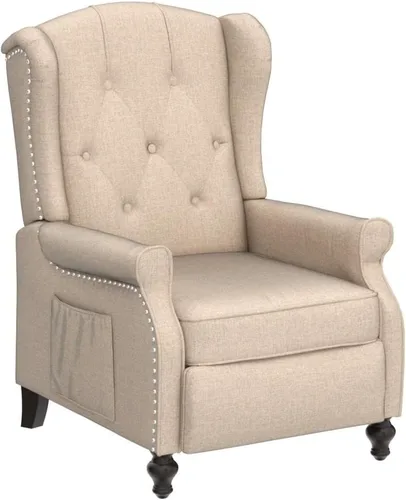 Vista 5 de Silla Wingback con masaje y calor, silla reclinable de tela copetuda, silla reclinable con respaldo de ala con control remoto, cojín acolchado