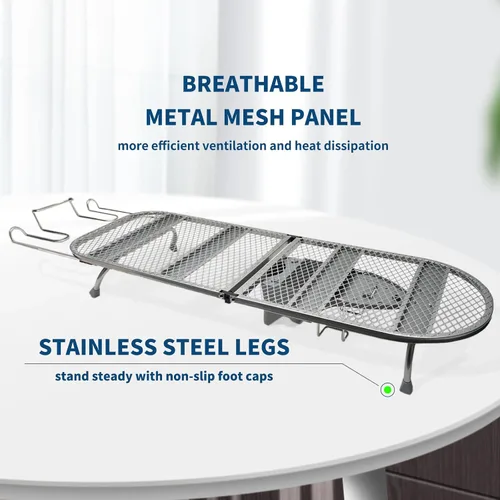Vista 7 de Tabla de planchar plegable con soporte de hierro, tabla de planchar de metal pequeña portátil que ahorra espacio con cubierta de algodón resistente