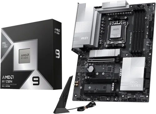 Vista 8 de Micro Center Procesador AMD 9950X3D con placa base MSI MAG X870E Tomahawk Combo de placa base CPU, listo para AI, Ryzen 9, AM5, DDR5, PCIe 5.0, M.2