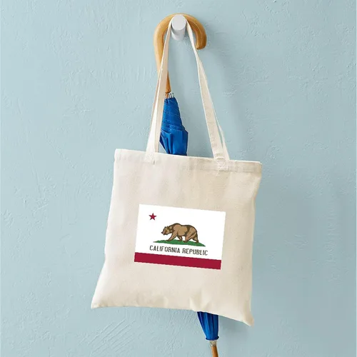 Vista 5 de CafePress Bolsa de asas de lona natural de California, bolsa de compras de tela, Caqui