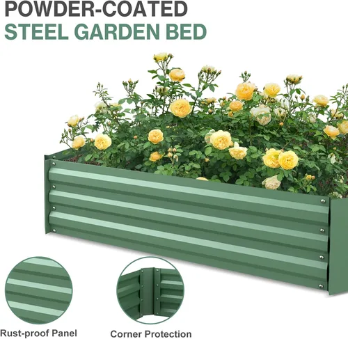 Vista 4 de Aoodor Kit de invernadero elevado de 4 pies x 2 pies x 1 pie con cama metálica elevada con 2 puertas enrollables con cremallera, para verduras