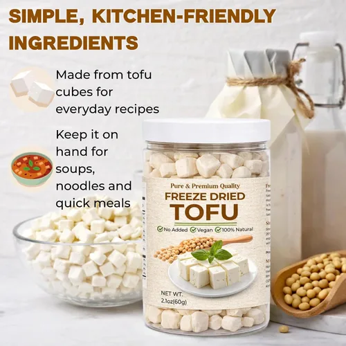 Vista 6 de Cubitos de tofu liofilizados, 2.1 oz/60 g de tofu deshidratado a base