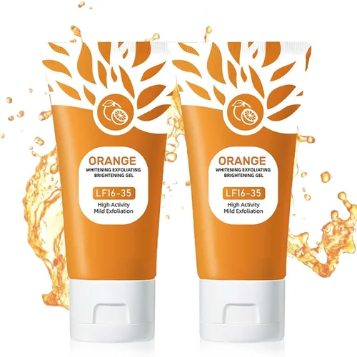 Vista 9 de Exfoliante de gel exfoliante naranja para cara y cuerpo – Exfoliación suave de cáscara de naranja, poros de limpieza profunda, gel hidratante