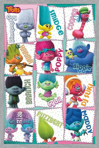 Vista 15 de Trends International Trolls - Grid Wall Poster, 22.4L x 14.7W, Barnwood Framed Version