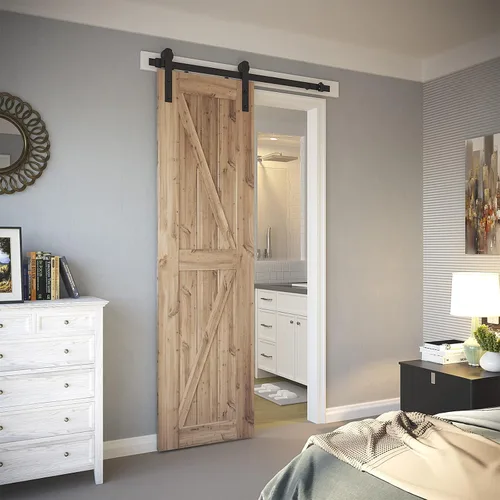 Vista 2 de SMARTSTANDARD Kit de herrajes para puerta corrediza de granero de 4 pies