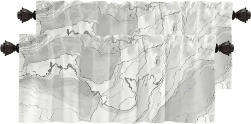 Vista 40 de Cortinas opacas de poliéster multicapa marrón con diseño de bosque natural, 2 unidades, 26 x 24 pulgadas