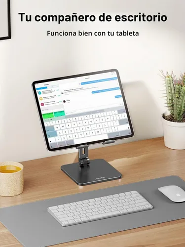 Vista 2 de Soporte para Tablet UGREEN Compatible con iPad Soporte de Escritorio Ajustable Base de Aluminio Más Gruesa Compatible con iPad Pro Air Mini 13 12.9