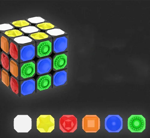 Vista 4 de AMAZA Cubo de velocidad 3x3 negro 3x3x3 rompecabezas de cubo mágico de velocidad Fidget Juguetes Táctil Cubo especial Puzzle Touch Twist Patch