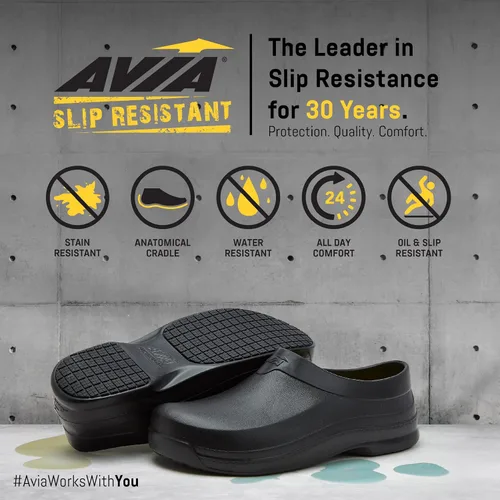 Vista 7 de Avia Zuecos antideslizantes para mujer, zapatos de trabajo antideslizantes para servicio de alimentos, jardín o enfermería