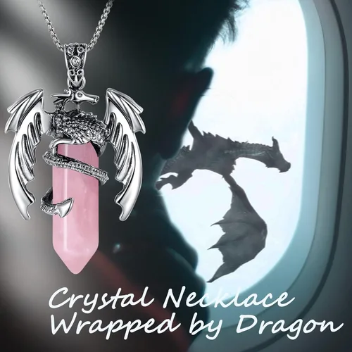 Vista 3 de MAIBAOTA Collar de dragón para hombres y mujeres, collar de cristal, collares geniales para hombre, joyería de dragón, collar de piedras preciosas