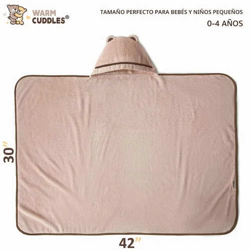 Vista 3 de Toallas prémium con capucha para niños pequeños, toalla de baño de rayón extra suave de bambú (beige)