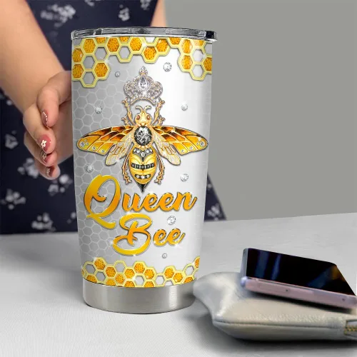 Vista 6 de SANDJEST Vaso Térmico de Abeja 20oz con Dibujos de Joyería, Vasos Térmicos Aislados de Acero Inoxidable, Regalos para Mujeres y Niñas, Taza de Café
