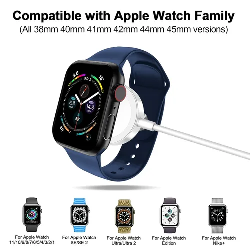 Vista 6 de Cable magnético de carga rápida actualizado para Apple Watch 2026 A-blanco