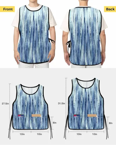 Vista 3 de Painting Brush Unisex Cobbler Apron with 2 Pockets Vest, Cleaning Smock Apron for Work Chef Kitchen - 1 Pack