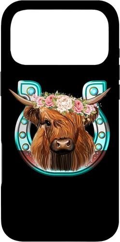 Vista 22 de Floral Highland Cow Heifer Horseshoe Western Country Case for iPhone 16