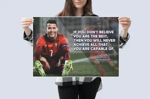 Vista 3 de Cristiano Ronaldo Póster Motivacional Cita Citas Inspiradoras Pósters para Aula Fútbol Masculino Entrenamiento Profesional Arte de Pared Mentalidad