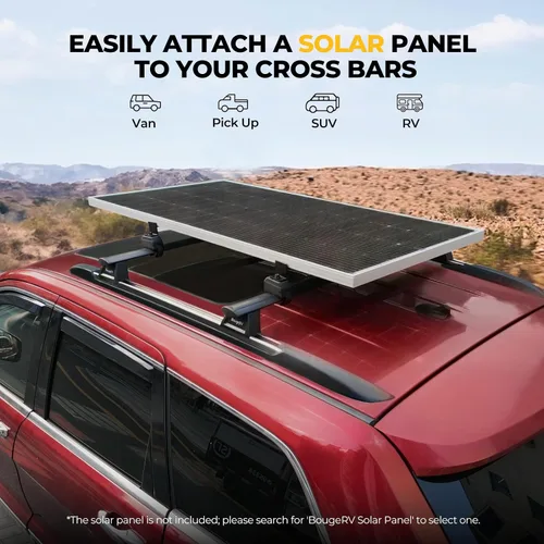 Vista 2 de Kit de montaje en cangrejo para panel solar BougeRV para autos con barras transversales, abrazaderas de techo para portaequipajes se ajusta a