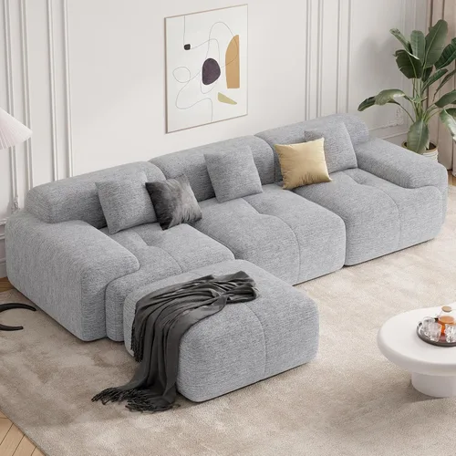 Vista 10 de Sofá biplaza Cloud de 85 pulgadas en una caja, moderno sofá pequeño no requiere montaje, cómodos sillones de asiento profundo sin estructura
