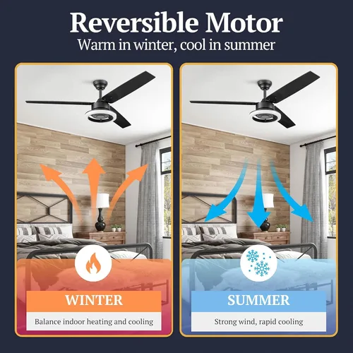 Vista 9 de Prominence Home Orbis - Ventilador de techo moderno para interiores de 52 pulgadas con luz LED, control remoto, motor reversible, 3 aspas de doble