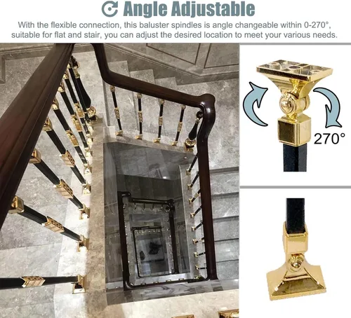 Vista 4 de CMYUN Balaustres de estilo oriental para interior de escalera, juego de husillos de barandilla de escalera cortables de 37.4 in con zapatos