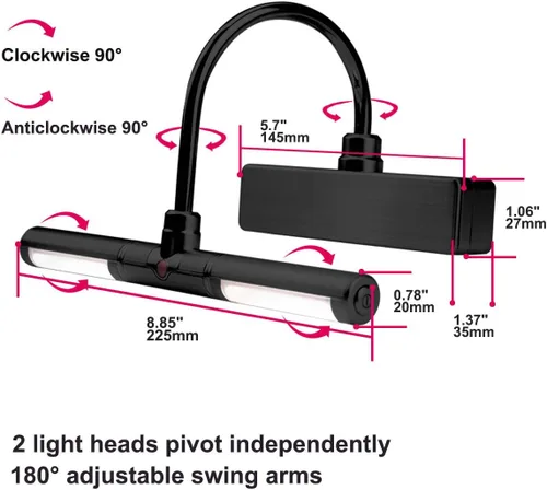 Vista 6 de BIGLIGHT - Luz LED inalámbrica a pilas para cuadros, con control remoto, cabezales de luz giratorios con 3 modos de iluminación; lámpara