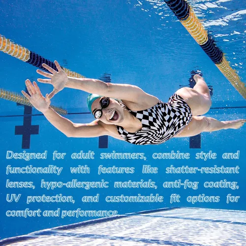 Vista 4 de Sporti Gafas de natación unisex para adultos, gafas de natación antivaho para hombres y mujeres, resistentes a roturas, correas dobles, varios