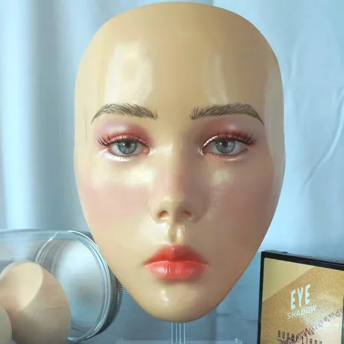 Vista 5 de Tablero de práctica de maquillaje 5D, cara de maniquí de maquillaje de silicona, cara de práctica de maquillaje para principiantes reutilizable, ojo