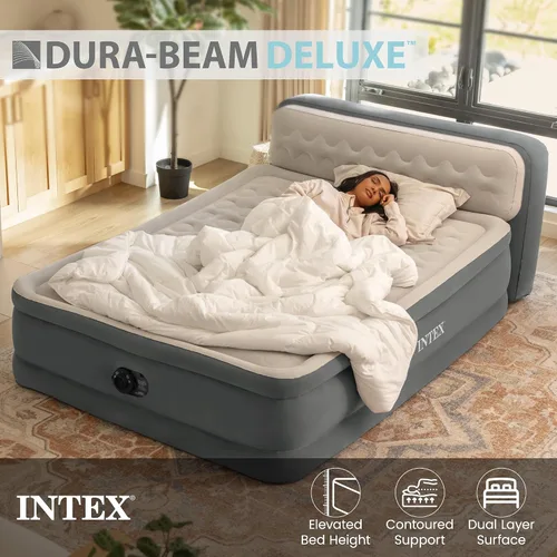 Vista 2 de INTEX Dura-Beam - Colchón de aire tamaño Queen de 18 pulgadas con cabecera