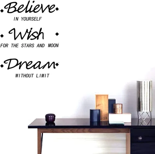 Vista 4 de Believe in Yourself Wish for The Stars and Moon Dream Without Limit - Calcomanías de pared con frases inspiradoras para aula, dormitorio de niños
