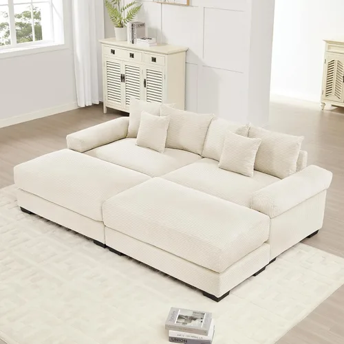 Vista 21 de ODUSE-DAILY Sofá modular de gran tamaño de 117.3 pulgadas, sofás modulares grandes de pana para sala de estar, sofás de 3 plazas, moderno juego