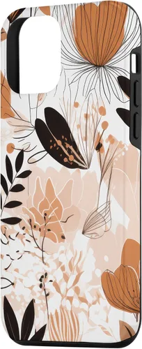 Vista 2 de Funda para iPhone 12 mini con diseño de flores silvestres neutras y estéticas, color crema