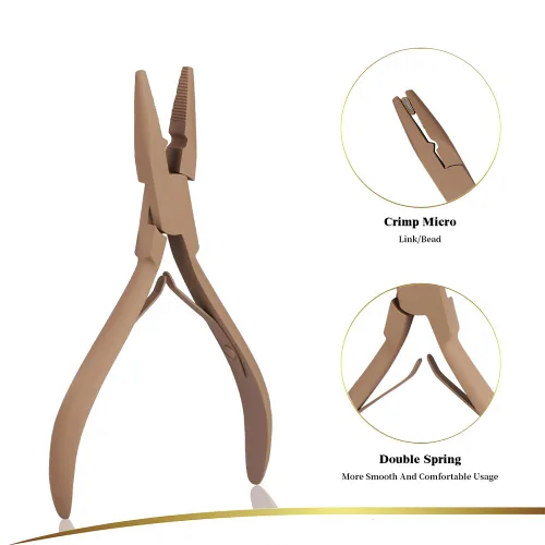 Vista 6 de Kit de herramientas de extensión de cabello, alicates de acero inoxidable de color tostado, micro cuentas, gancho removedor de bucle, clips